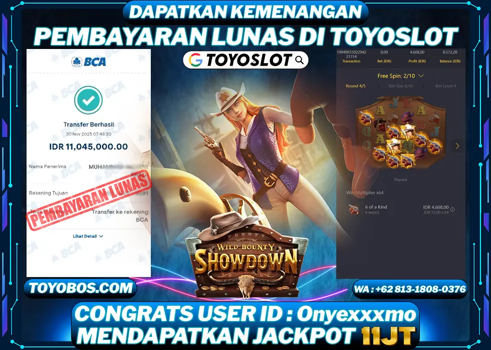 TOYOSLOT - BUKTI KEMENANGAN Wild Bounty Showdown Rp11,045,000,- LUNAS